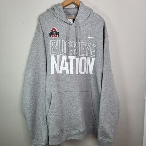 Nike Gray "Buckeye Nation" Pullover Hoodie Mens XXL Bucks Ohio State